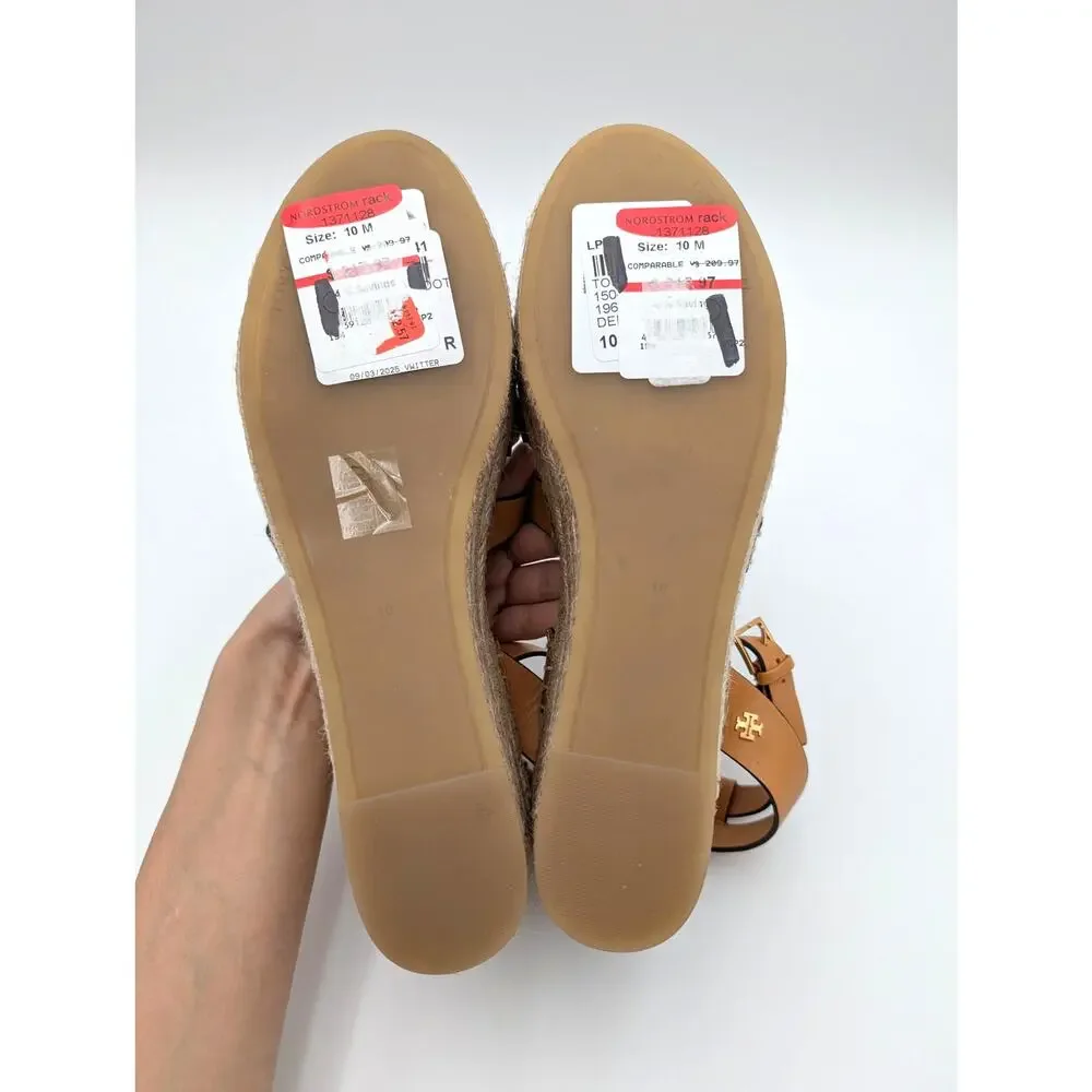 Tory Burch Fisherman Platform Espadrille Sandal Women's Brandy Size US10M EU40.5